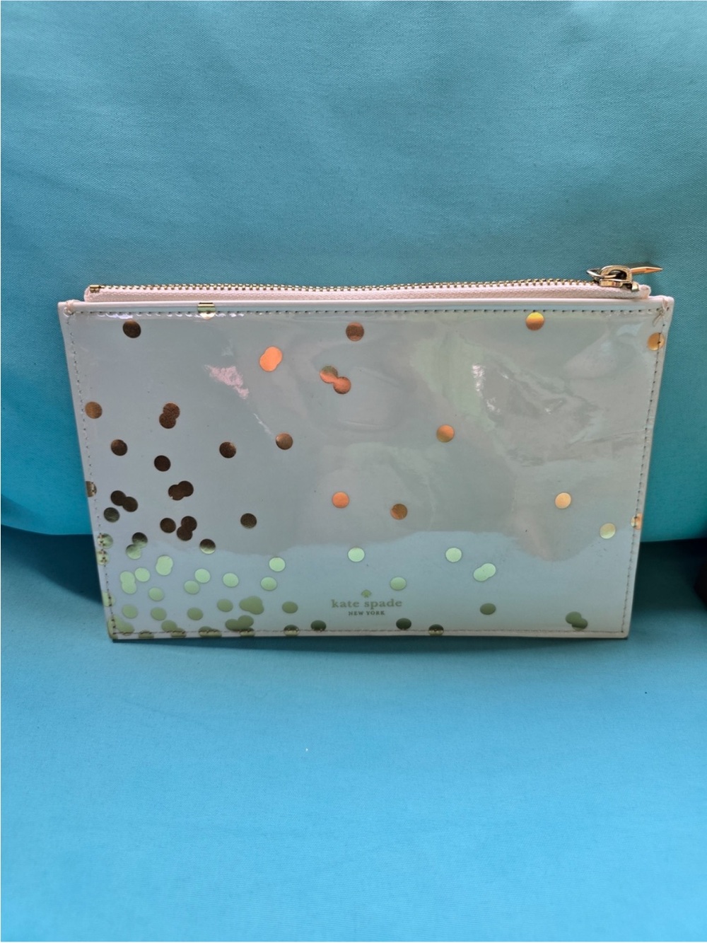 kate spade patent confetti zip pouch